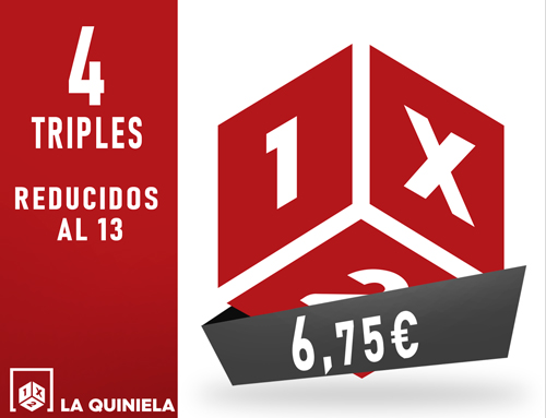 Quiniela - 4 triples al 13 - 6,75 Euros