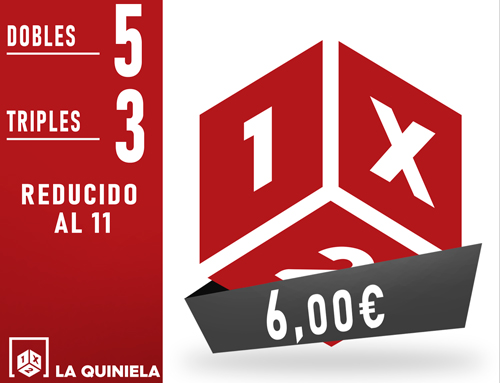 Quiniela - 3 triples y 5 dobles al 11 - 6,00 Euros